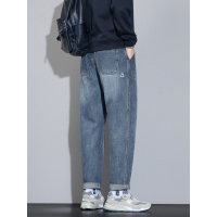 抖音男装春秋季新款宽松小直筒潮牌青年复古时尚高级感牛仔裤