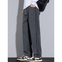 源头好春秋男裤新款条纹时尚设计直筒休闲抽绳运动裤大码中厚