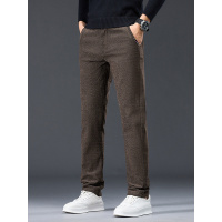 雪尼尔春秋男裤子商务轻奢 弹力中年时尚纯色百搭潮牌 修身休闲裤