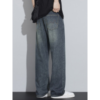 四季美式复古直筒牛仔裤男装新款潮牌宽松高街男士休闲长裤子