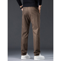 外穿通勤款四面弹商务休闲裤男式上班日常纯色纽扣设计男士直筒裤