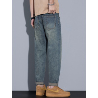 港风复古男士牛仔裤 新款宽松哈伦裤 青年休闲百搭日常老爹裤