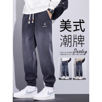 男士休闲裤春秋季新款美式渐变水洗天丝哈伦束脚工装长裤