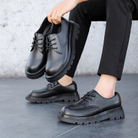 德比鞋男低帮马丁靴英伦风圆头真皮大头鞋黑色装鞋厚底休闲皮鞋