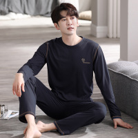 秋冬季男士睡衣莫代尔长袖休闲宽松青少年加大码家居服套装可外穿