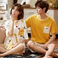 可外穿情侣睡衣男女士夏季棉质 短袖短裤韩版卡通可爱套装家居服