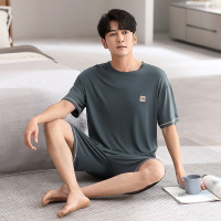 春夏季男士新款睡衣莫代尔短袖短裤圆领套装卡通休闲家居服可外穿