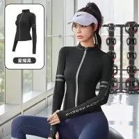 字母拉链印花瑜伽外套半高领裸感健身上衣时尚运动外套女