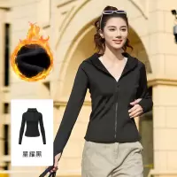 新款秋冬户外瑜伽服加绒加厚修身拉链开衫防风连帽运动外套
