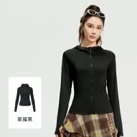 春季新款女带口袋连帽紧身女健身运动瑜伽服外套