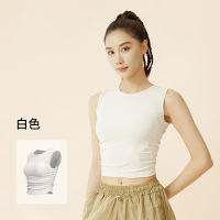 夏季新款皱褶无袖运动背心收腰修身瑜伽女上衣