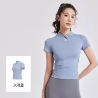 新款国风瑜伽短袖女盘扣中式运动上衣夏季国潮瑜伽服