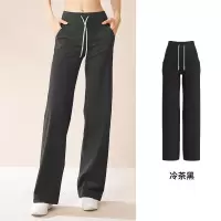 宽松直筒阔腿裤抽绳高腰提臀健身休闲运动裤女
