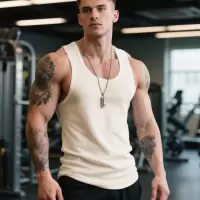 盒装工装复古白色棉健身背心运动老头汗衫跨栏重磅螺纹坎肩打底男