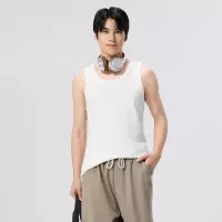 盒装重磅莫代尔男背心夏季跨栏运动内穿坎肩打底无袖白色老头汗衫