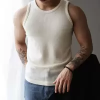 重磅紧身弹力背心男夏季螺纹无袖T恤欧美健身运动百搭打底小坎肩