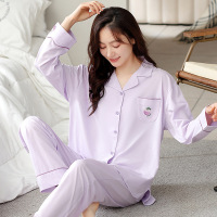 长袖开衫睡衣女士秋冬季莫代尔韩版可爱卡通休闲家居服套装可外穿