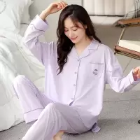 长袖开衫睡衣女士秋冬季莫代尔韩版可爱卡通休闲家居服套装可外穿