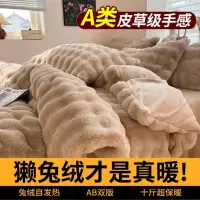 A类加厚兔毛绒牛奶绒四件套冬季保暖兔兔绒床单被套懒兔绒珊瑚绒4