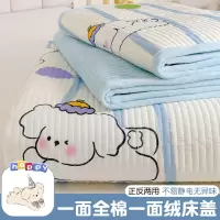 儿童卡通纯棉床盖单件四季通用牛奶绒床垫正反两用夹棉床单三件套