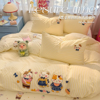 A类纯棉新款四件套100水洗棉卡通床单被套宿舍床上用品三件套