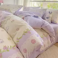 印花床上四件套小清新被套新款床单床品床笠三件套