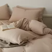 简约风双层纱皱皱纱床上三四件套 纯色柔软床单被套床品套件
