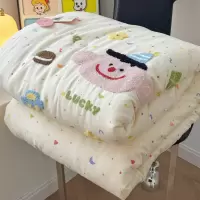 A类母婴儿童全棉卡通毛巾绣双层纱可爱奶油系春秋被冬被软糯被芯