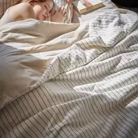 A类无印风全棉色织水洗棉夏被四件套简约纯棉四季被空调被春秋被