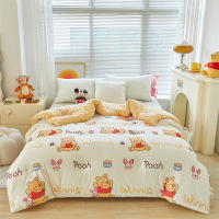 新款卡通A类针织棉豆豆绒被加厚冬被学生被冬季幼儿园春秋被