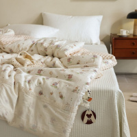 法式蕾丝全棉双层纱豆豆被纯棉纱布可机洗春秋被单双人纯棉豆豆被