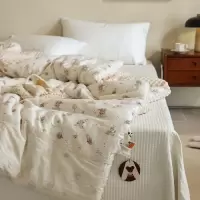 法式蕾丝全棉双层纱豆豆被纯棉纱布可机洗春秋被单双人纯棉豆豆被