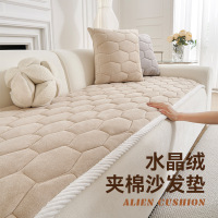 秋冬款沙发垫新款水晶绒加厚防滑坐垫直排一片式防猫抓盖布垫