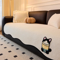 四季通用雪尼尔异形不规则直排一片式防滑防猫爪高级感皮沙发垫