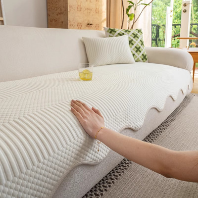 夏季冰丝沙发垫凉席坐垫高级感皮沙发套罩新款固定防滑盖布巾