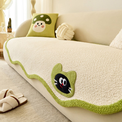 新款高级感异形不规则坐垫一片式四季通用雪尼尔防滑沙发垫巾