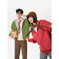 格子连帽开衫卫衣男士秋冬新款美式潮牌宽松休闲拉链外套男女同款