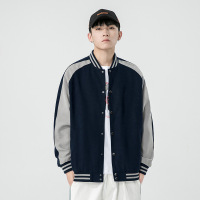 棒球服男春秋新款美式复古潮流纯色学生情侣装宽松休闲棒球衫