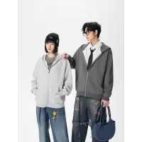 涂鸦开衫连帽卫衣男秋季新款韩版潮牌拉链外套情侣款