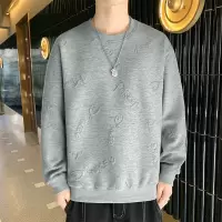 卫衣男春秋新款港风潮流提花布英文字母宽松休闲长袖圆领卫衣厂家