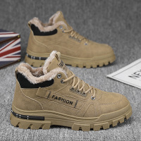 男士秋季新款时尚舒适潮流保暖大码加绒套脚纯色圆头厚底雪地靴