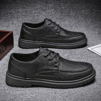 男士秋季新款潮流百搭时尚休闲皮鞋日常通勤工作简约平跟懒人鞋