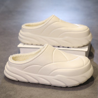 秋冬季新款时尚厚底加绒情侣款居家EVA轻便厚底包头踩屎感棉鞋