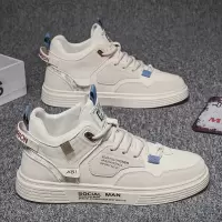 秋冬季男士新款韩版潮流百搭青年高帮板鞋透气经典拼色字母休闲鞋