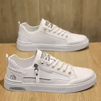 秋季新款休闲百搭舒适平底假拉链款小白鞋无系带舒适懒人潮流板鞋