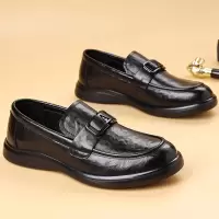 休闲皮鞋男士新款潮流时尚正装商务皮鞋英伦风软底一脚蹬男鞋