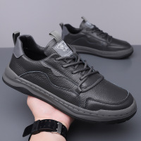 板鞋男新款头层牛皮透气简约休闲皮鞋潮流时尚小白鞋