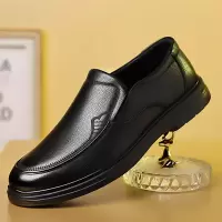 皮鞋男士秋季牛皮商务休闲皮鞋一脚蹬父亲鞋中老年爸爸鞋