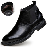 切尔西男士韩版商务正装皮鞋中帮加绒保暖大码皮鞋男靴46 47