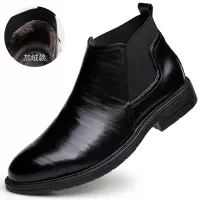 切尔西男士韩版商务正装皮鞋中帮加绒保暖大码皮鞋男靴46 47